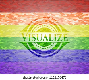 Visualize emblem on mosaic background with the colors of the LGBT flag