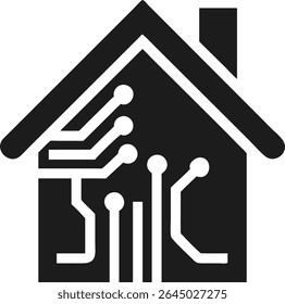 Visualize the future with this sleek vector icon depicting smart home technology. This modern illustration showcases home automation via connected devices, perfect for representing IoT, 