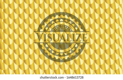 Visualize golden badge. Scales pattern. Vector Illustration. Detailed.