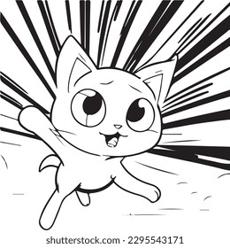 Visualize a Happy Cute Cat Running in style with Big Cute Eyes