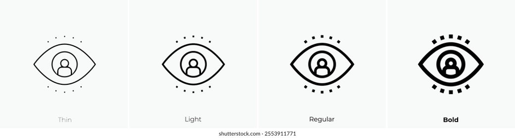 visualize icon. Thin, Light Regular And Bold style design isolated on white background