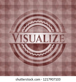 Visualize red geometric pattern emblem. Seamless.