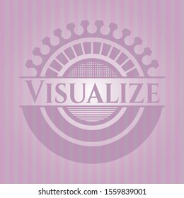Visualize retro style pink emblem. Vector Illustration. Detailed.