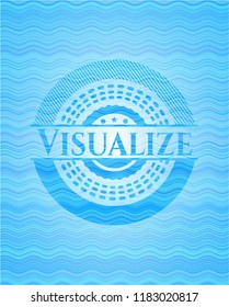 Visualize sky blue water style emblem.