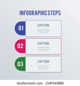 Visualized Numbers infographic template design. Business concept infograph with 3 options, steps or processes. Vector visualization can be used for workflow layout, diagram, annual report, web