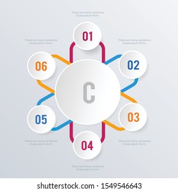 Visualized Numbers infographic template design. Business concept infograph with 6 options, steps or processes. Vector visualization can be used for workflow layout, diagram, annual report, web