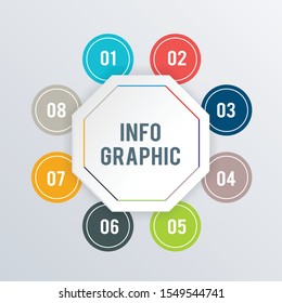 Visualized Numbers infographics template design. Business concept infograph with 8 options, steps or processes. Vector visualization can be used for workflow layout, diagram, annual report, web