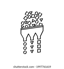 visualized and simplified sort process in line style on white background.