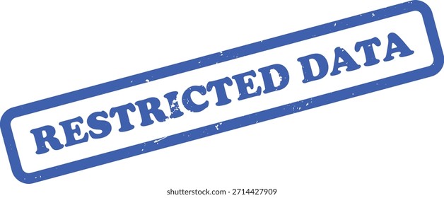 Visualizes a grungy, angled blue stamp with 'Restricted Data' text. Isolated on a transparent backdrop, designed for emphasis.