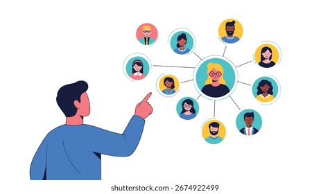 Visualizing a connected network of diverse people through digital interaction