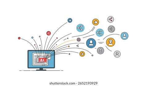 Visualizar o fluxo de dados e as conexões de rede por meio da tecnologia digital e de círculos interconectados de pessoas