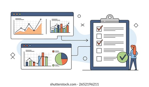Visualização de tendências de dados e métricas de desempenho para tomada de decisões de negócios estratégicas e gerenciamento eficaz de tarefas e rastreamento de progresso