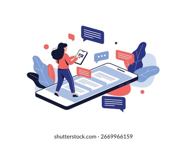 Visualizando a comunicação digital e o intercâmbio de informações com um dispositivo móvel