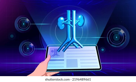 Visualizing and Experiencing 3D model of a Kidney in Augmented Reality-Vector Illustration