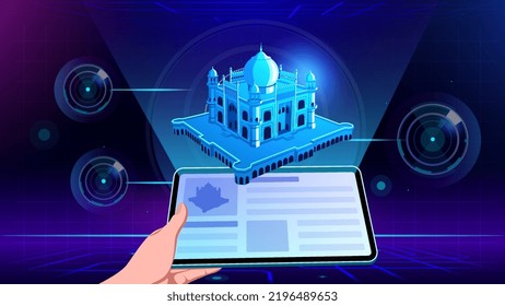 Visualizing and Experiencing 3D model of a Safdarjung Indian Monument in Augmented Reality-Vector Illustration