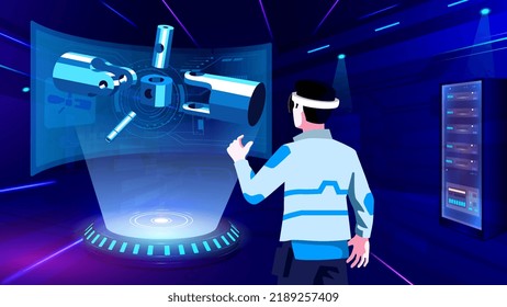 Visualizing and Experiencing 3D model of a Universal Joint in Mixed Reality-Vector Illustration