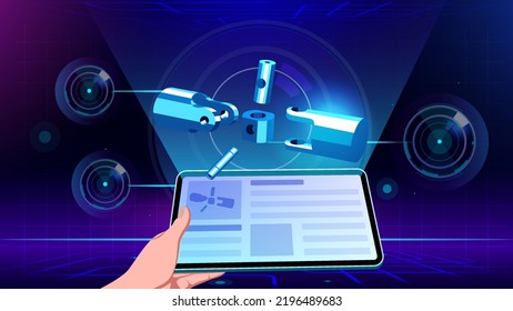 Visualizing and Experiencing 3D model of a Universal Joint in Augmented Reality-Vector Illustration