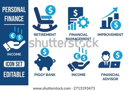 Visualizing secure futures a collection of personal finance icons depicting retirement income and financial planning