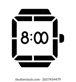 Icono de estilo de glifo visualmente increíble que muestra el reloj inteligente