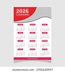 A visually appealing 2026 calendar template featuring all months and days, designed for efficient planning and organization. Perfect for personal or professional use.