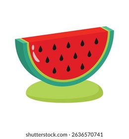 A visually appealing 2d icon of juicy watermelon slice