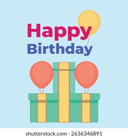 A visually appealing 3D Happy Birthday design created in a modern style, incorporating bright colors and clean lines for a festive and celebratory feel.