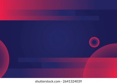 A visually appealing abstract background featuring a gradient blend of deep blue and vibrant red hues. Overlapping circles and horizontal stripes create a modern, dynamic design.
