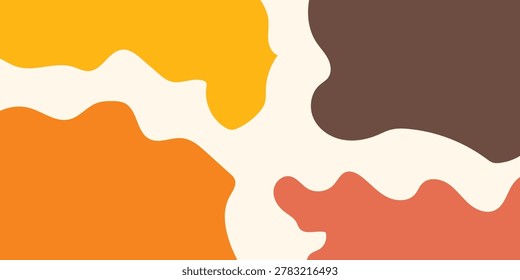 A visually appealing abstract background featuring organic, flowing shapes in warm, earthy colors like orange, yellow, brown, and red, set against a cream-colored backdrop.
