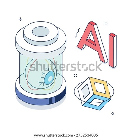 A visually appealing ai science and innovation laboratory isometric illustration