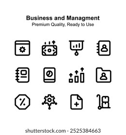 Visually appealing business and management icons set