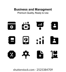 Visually appealing business and management icons set