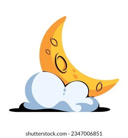 Visually appealing cloudy night flat illustration 