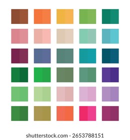 Uma paleta de cores visualmente atraente com uma variedade de matizes e tons.
