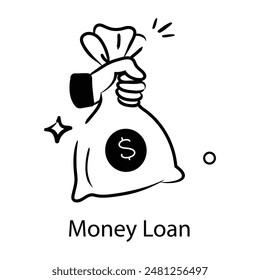 Visually appealing doodle icon of money loan 