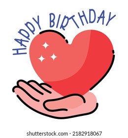 Visually appealing doodle sticker of happy birthday 