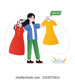 Eine visuell ansprechende Flachbild-Illustration zum Verkauf von Kleidung 

