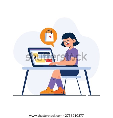 A visually appealing flat illustration of online shopping