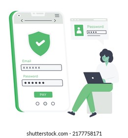 Visually appealing flat illustration of secure payment 