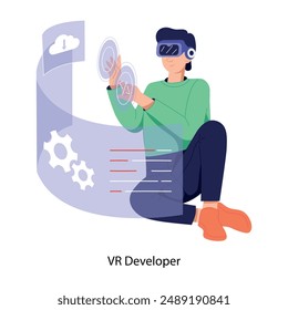 Ilustración plana visualmente atractiva del desarrollador de vr  