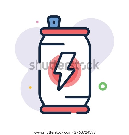 Visually appealing flat outline icon of energy drink can
