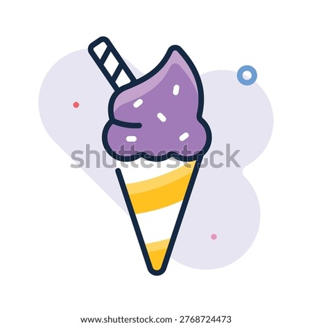 Visually appealing flat outline icon of ice cream cone