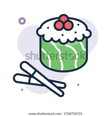 A visually appealing flat outline icon of sushi food concept