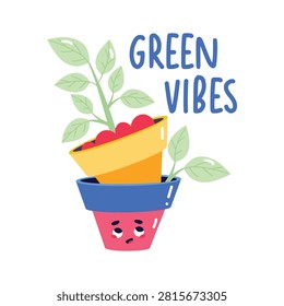 Visually appealing flat sticker of eco friendly plants are ready for use