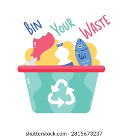 Visually appealing flat sticker of recycling bins are ready for download