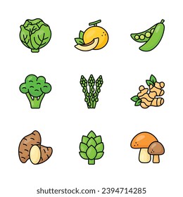 Visually appealing fruit and vegetable vector set, ready for premium use