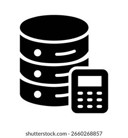 Un icono de glifo visualmente atractivo de la base de datos de contabilidad