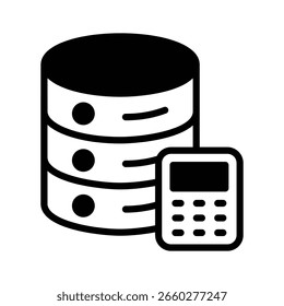 Um ícone de glifo visualmente atraente do banco de dados de contabilidade