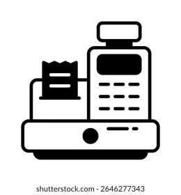 Visually appealing glyph icon of cash register machine
