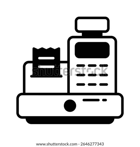 Visually appealing glyph icon of cash register machine