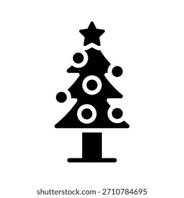 Un icono de glifo visualmente atractivo del árbol de Navidad